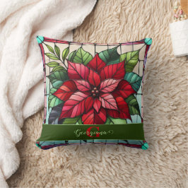 Personalisierte festgehaltene Gläser Poinsettia Kissen