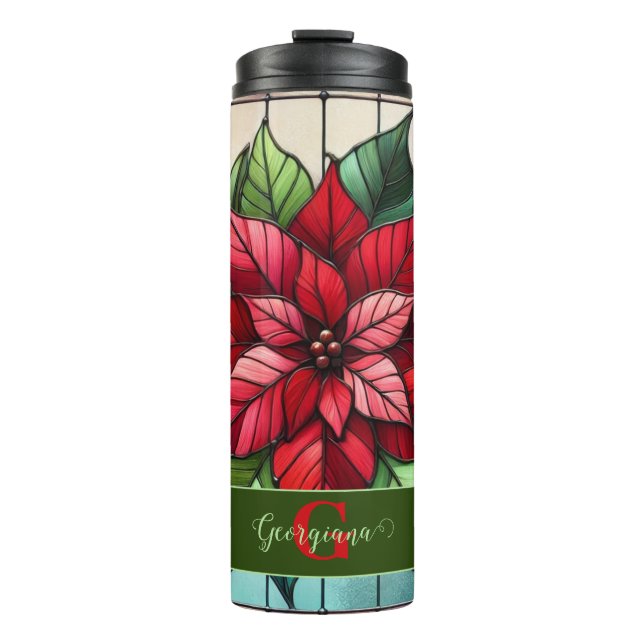 Personalisierte festgehaltene Gläser Poinsettia Thermosbecher (Vorderseite)