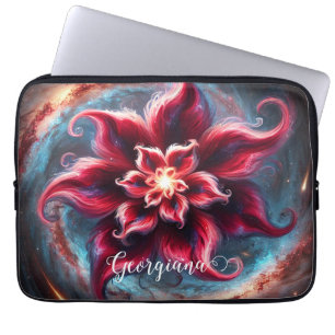 Personalisierte festliche Poinsettia Galaxie Laptopschutzhülle