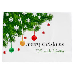 Personalisierte Festliche Tanne & Ornamente Große Geschenktüte