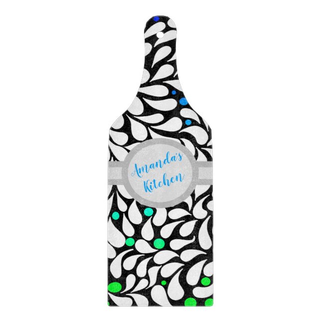 Personalisierte fette moderne Blume Blau aquamarin Schneidebrett (Vorderseite)