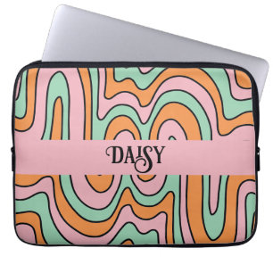 Personalisierte, fette Retro-Abstrakte Wavy Lines Laptopschutzhülle