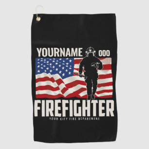 Personalisierte Feuerwehr-Rettungsflagge USA patri Golfhandtuch