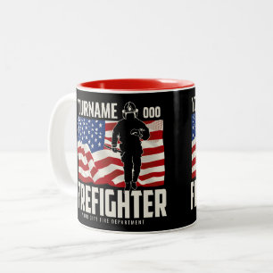 Personalisierte Feuerwehr-Rettungsflagge USA Patri Zweifarbige Tasse