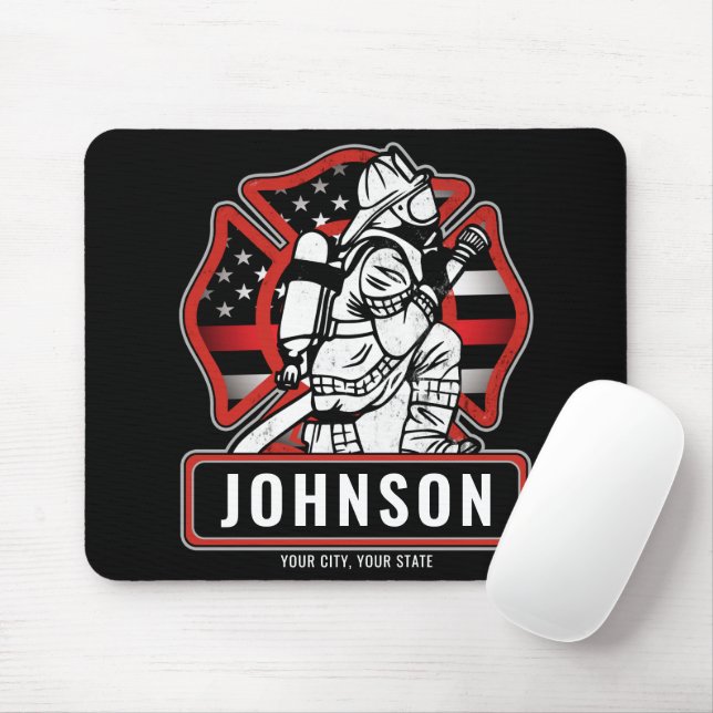 Personalisierte Feuerwehrfeuerfestungsflagge Mousepad (Mit Mouse)