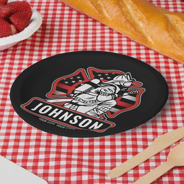 Personalisierte Feuerwehrfeuerfestungsflagge Pappteller (Von Creator hochgeladen)