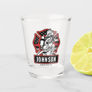 Personalisierte Feuerwehrfeuerfestungsflagge Schnapsglas