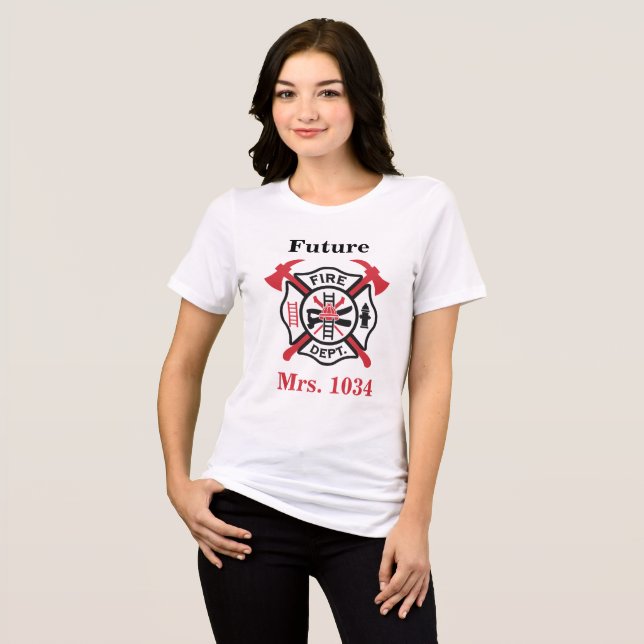 Personalisierte Feuerwehrfrau Bachelorette Future  Tri-Blend Shirt (Vorderseite voll)