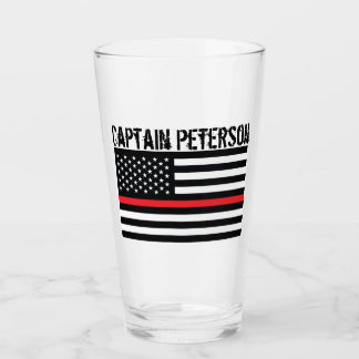 Personalisierte Feuerwehrleute Thin Red Line-Flagg Glas