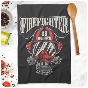 Personalisierte Feuerwehrmaske Feuerwehrhelm  Geschirrtuch