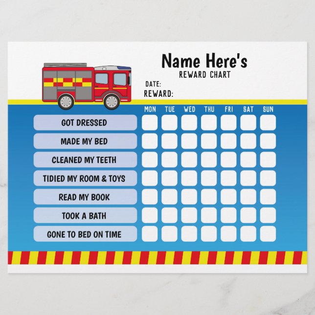 Personalisierte Feuerwehrplaner-Kids: Rewards Char Flyer (Vorne)