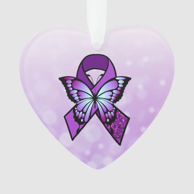 Personalisierte Fibromyalgie, Schleife und Schmett Ornament (Vorderseite)
