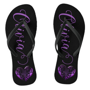 Personalisierte Filigran-Goth-Zwetschgenfarbenes H Flip Flops
