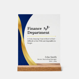 Personalisierte Finanzabteilung Acrylschild