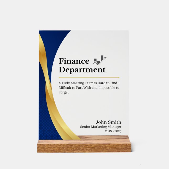 Personalisierte Finanzabteilung Acrylschild (Vorderseite)