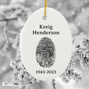Personalisierte Fingerabdruck-Gedenkveranstaltung Keramik Ornament