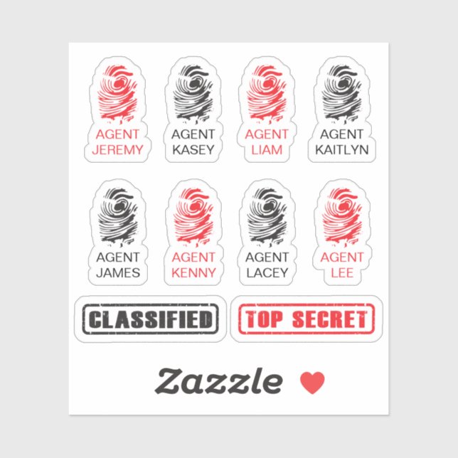 Personalisierte Fingerprint Spy Party Stickers Aufkleber (Blatt)