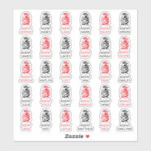 Personalisierte Fingerprint Spy Party Stickers Aufkleber