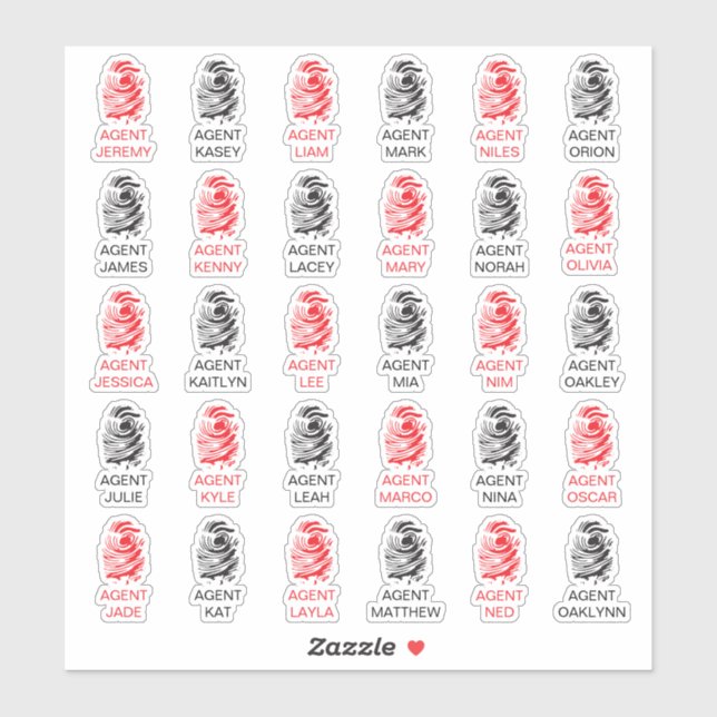 Personalisierte Fingerprint Spy Party Stickers Aufkleber (Blatt)