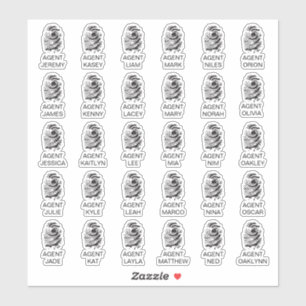 Personalisierte Fingerprint Spy Party Stickers Aufkleber