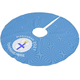 Personalisierte finnische Engel-Hanukkah-Flagge Polyester Weihnachtsbaumdecke