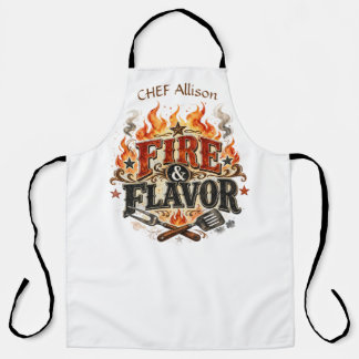 Personalisierte Fire & Flavor BBQ-Schürze | Benutz Schürze