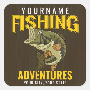 Personalisierte Fischabenteuer Bassfisch Angeln Quadratischer Aufkleber
