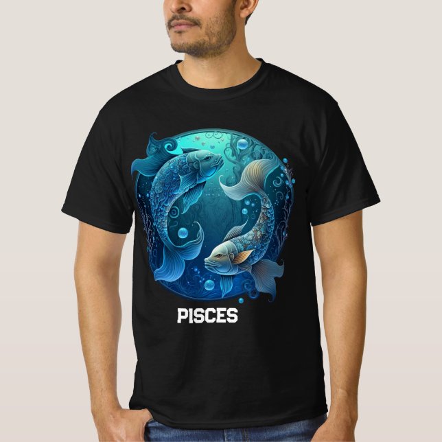 Personalisierte Fische Zodiac Astrologie Geburtsta T-Shirt (Vorderseite)