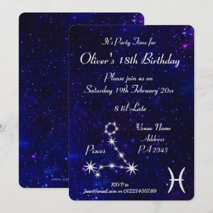 Personalisierte Fische Zodiac Galaxy Party Einladung