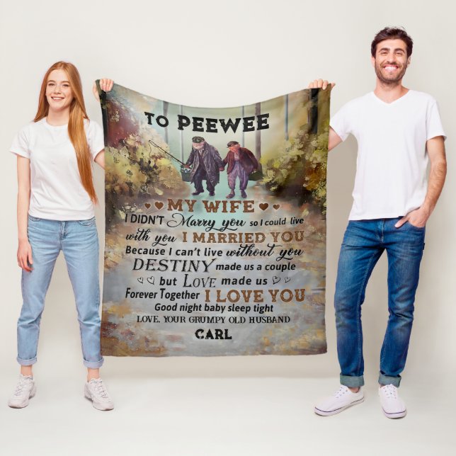 Personalisierte Fischerei auf meine Ehefrau Blanke Fleecedecke (Beispiel)