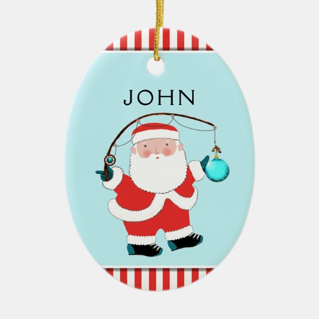 Personalisierte Fischerei Keepake Keramik Ornament (Vorne)