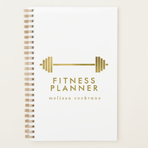 Personalisierte Fitness aus Weiß und Gold Planer