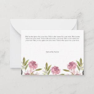 Personalisierte flache Notizkarten mit rosa Blumen Mitteilungskarte