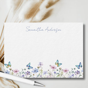 Personalisierte Flachnotizkarte mit Schmetterling  Mitteilungskarte