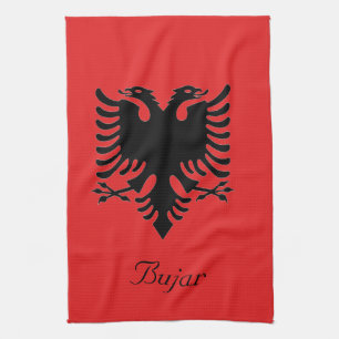 Personalisierte Flagge Albaniens Doppelhüllenadle Geschirrtuch