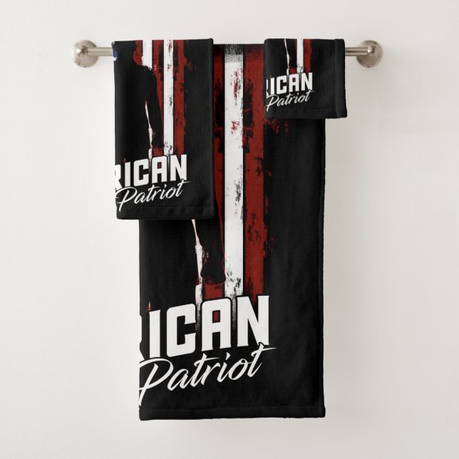 Personalisierte Flagge des amerikanischen Patriot  Badhandtuch Set (Insitu)