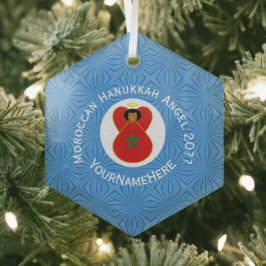 Personalisierte Flagge des marokkanischen Hanukkah Ornament Aus Glas