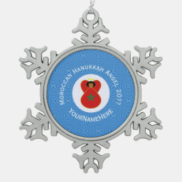 Personalisierte Flagge des marokkanischen Hanukkah Schneeflocken Zinn-Ornament