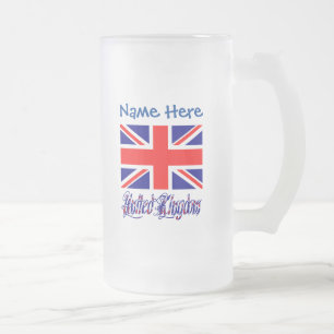 Personalisierte Flagge des Vereinigten Königreichs Mattglas Bierglas
