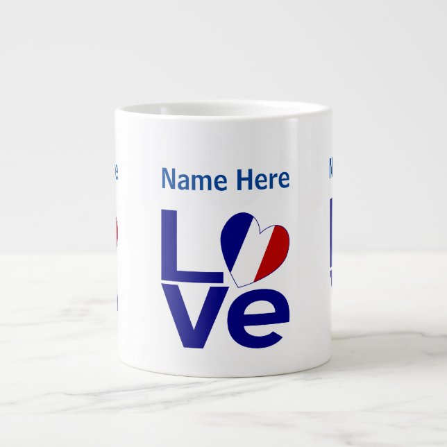 Personalisierte Flagge für die Blaue LIEBE Jumbo-Tasse (Vorderseite)