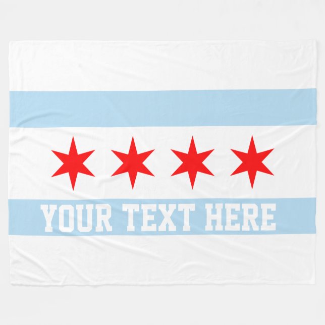 Personalisierte Flagge von Chicago Fleecedecke (Vorderseite (Horizontal))