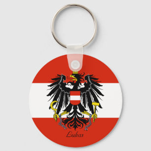 Personalisierte Flagge von Österreich mit Wappen Schlüsselanhänger