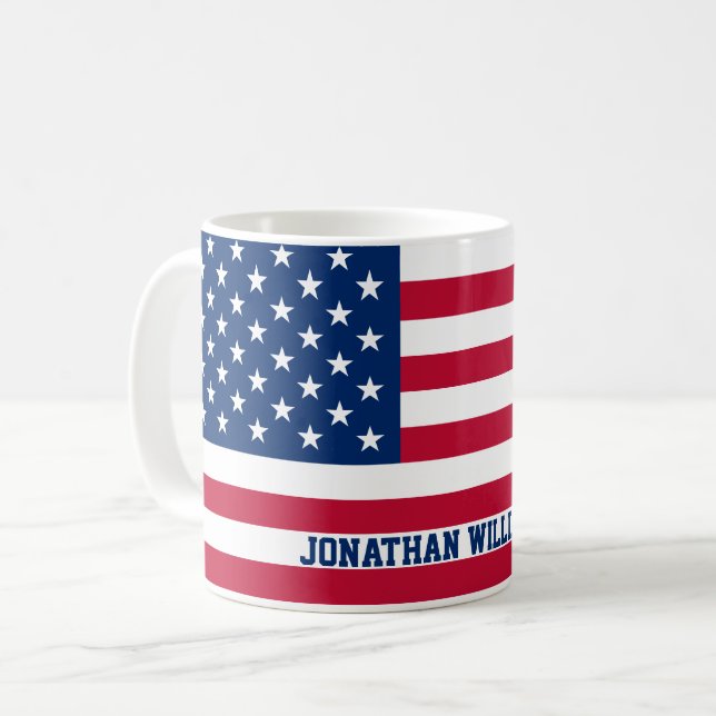Personalisierte Flaggen-US Flagge der USA Kaffeetasse (Vorderseite Links)