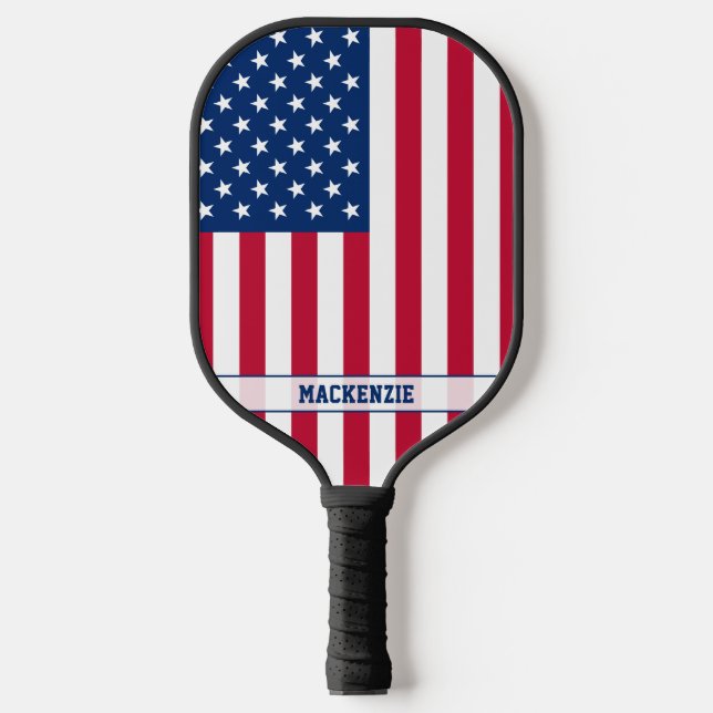 Personalisierte Flaggen-US Flagge der USA Pickleball Schläger (Vorderseite)