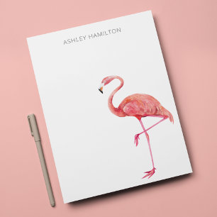 Personalisierte Flamingo-Aquarell-Notizkarte Mitteilungskarte