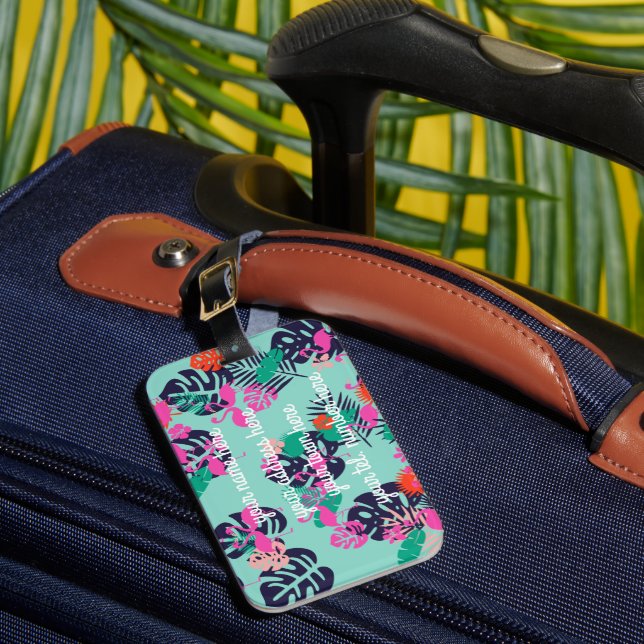 Personalisierte Flamingo-Gepäckmarke Gepäckanhänger (Vorderseite Insitu 1)