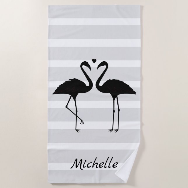 Personalisierte Flamingos Strandtuch (Vorderseite)