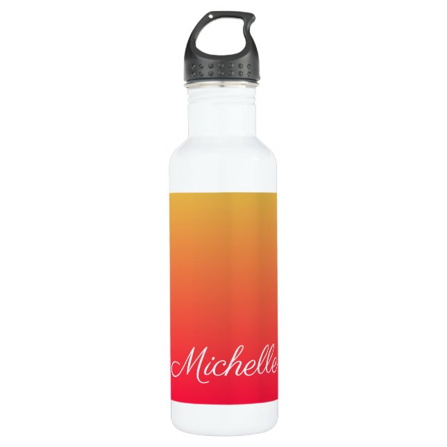 Personalisierte Flamme und gelbe Ober Edelstahlflasche (Vorderseite)
