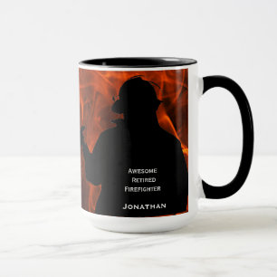 Personalisierte Flammen Feuerwehrruhestand Tasse