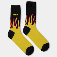 Personalisierte Flammen-Socken in Gelb und Schwarz